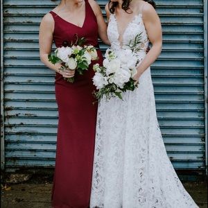 White by Vera Wang Sleeveless Long Gown - Size 10 - Color Wine